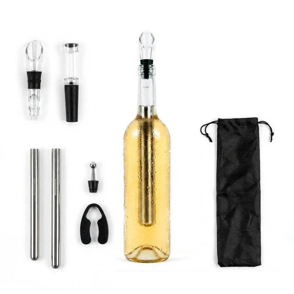 Set de Accesorios para Vino 7 Piezas — Enfriar, Airear y Conservar como un Sommelier