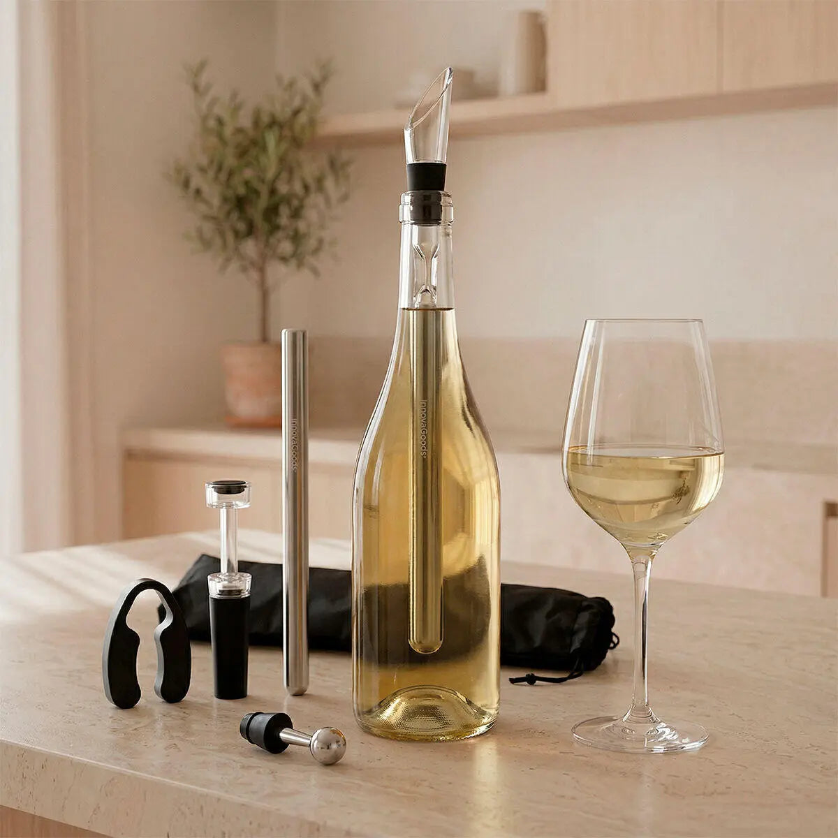 Set de Accesorios para Vino 7 Piezas — Enfriar, Airear y Conservar como un Sommelier